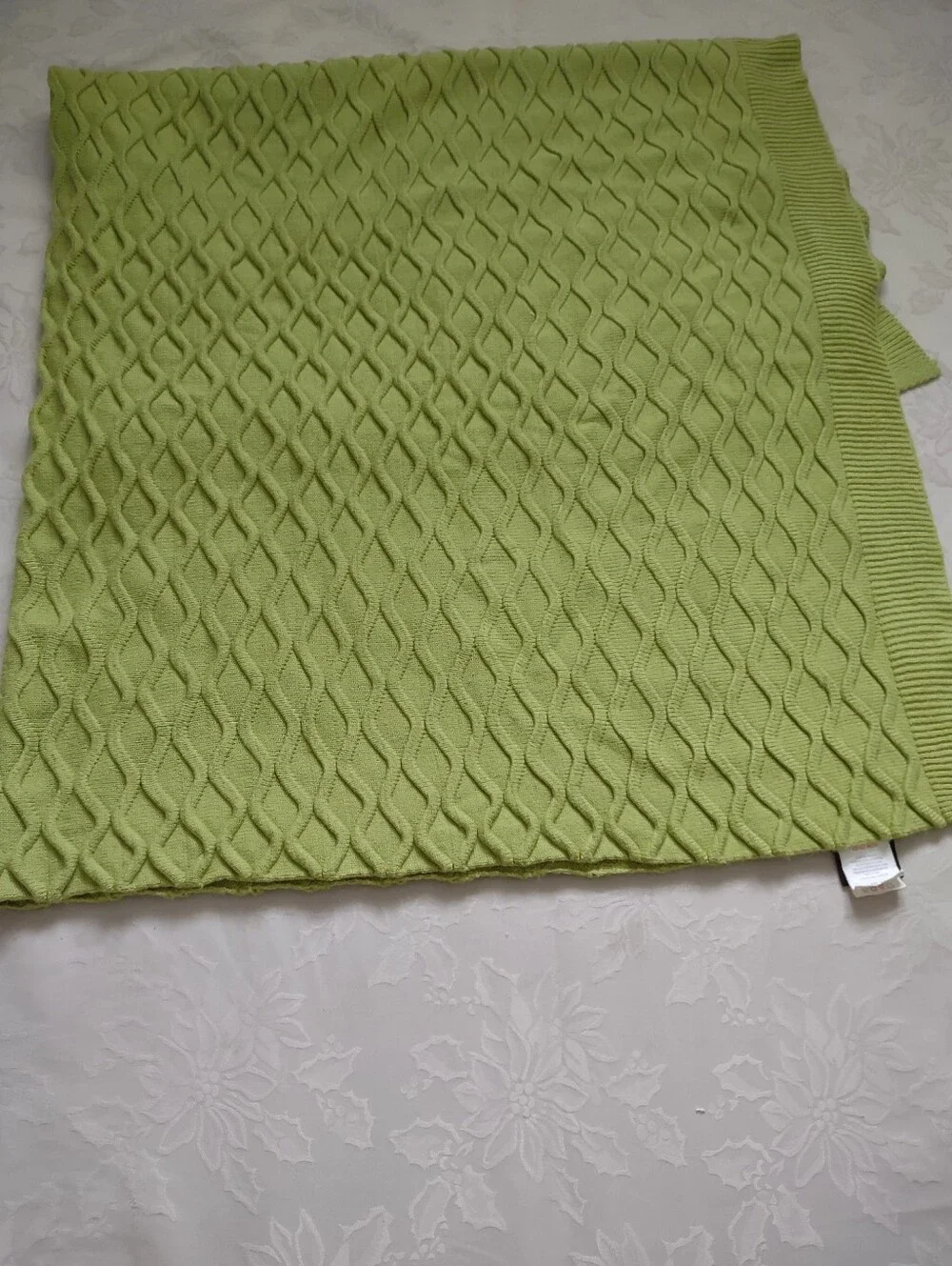 Nicole Miller Home Cable Knit Raised Textured Pattern Throw Blanket
